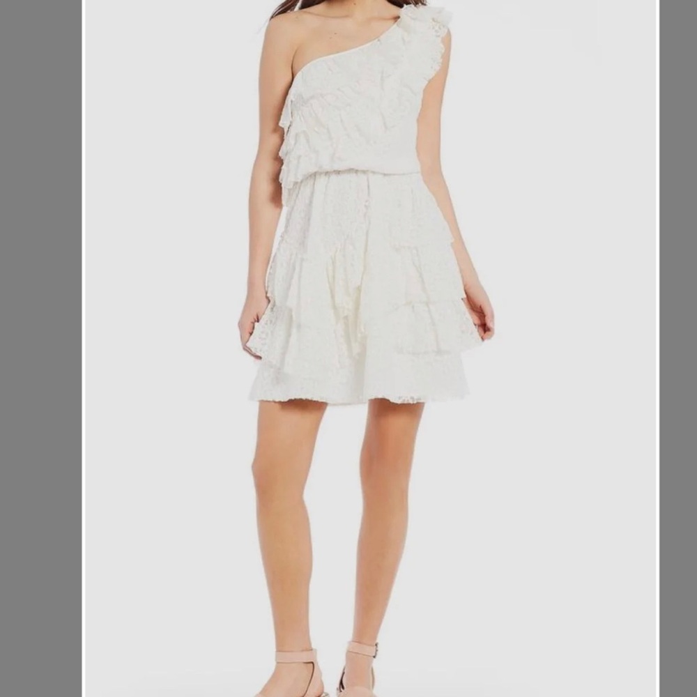 NWT Chelsea & Violet White Lace dress one shoulder